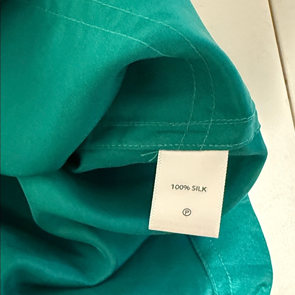 NWT MINI SKIRT Beach Summer Party Jungle Green 100% Silk drawstring Vacation Med - Picture 7 of 12
